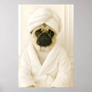 Impression de salle de bain drôle de Pug, Affiche 