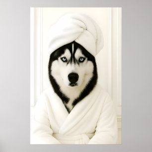 Impression de salle de bain drôle Husky, Husky Sib