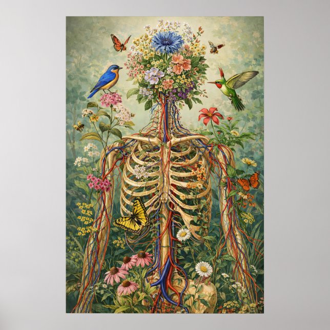 Impression de squelette d'anatomie florale, nature (Devant)