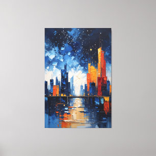 Impression de toile Abstrait Skyline de nuit en em