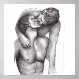 Impression de toile d'embrassement masculin