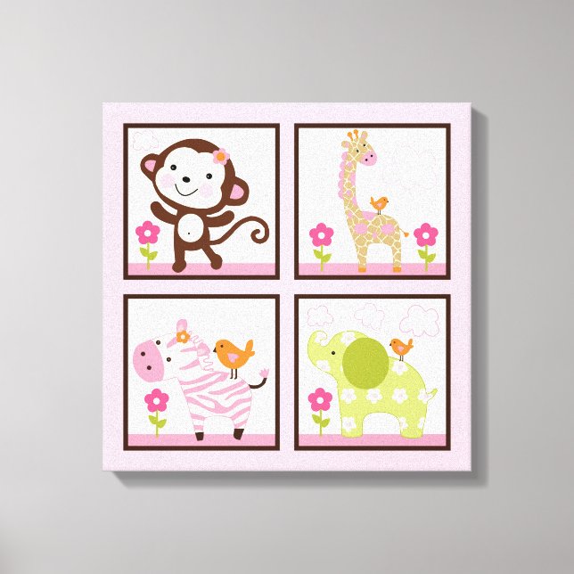 Impression de toile Jungle Jill Girl Animals 16x16 (Recto)