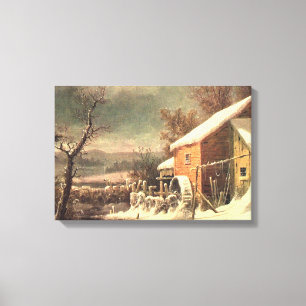 Impression de toile Old Mill In Winter Currier & I