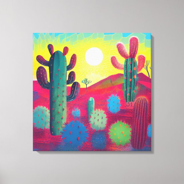 Impression de toile, soleil sur le plateau Cactus (Recto)