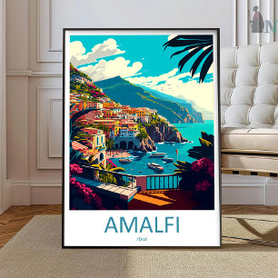 Impression de voyage à Amalfi, affiche de voyage d