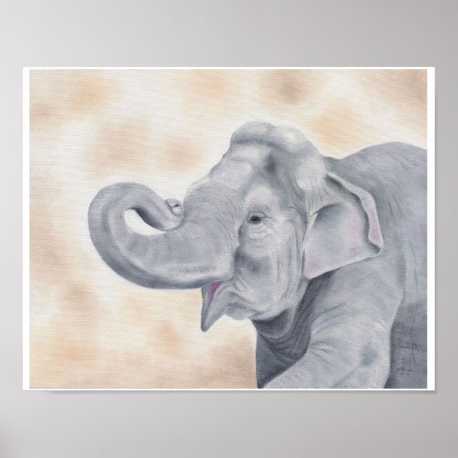Impression d'éléphant d'Asie 28x36cm (Devant)