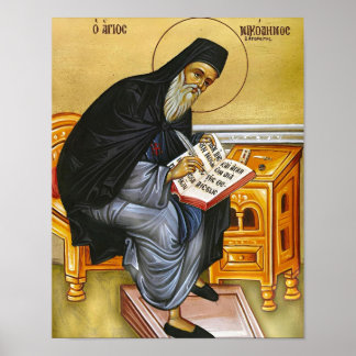Impression d'icône orthodoxe de St. Nicodème l'Hag