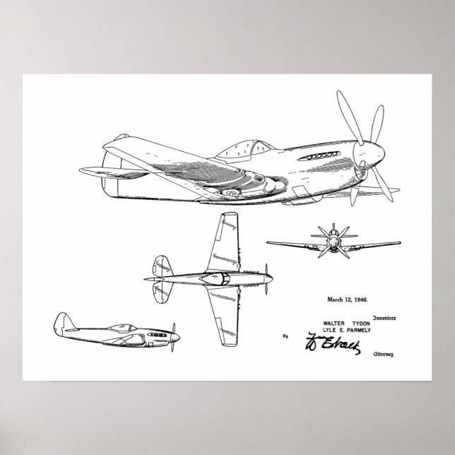 Impression du dessin d'art breveté d'avion 2ÈME GU (Devant)