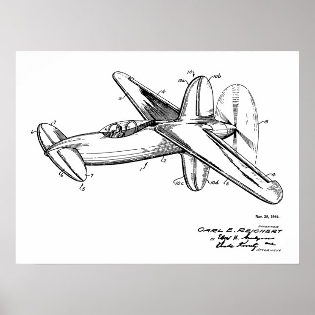 Impression du dessin d'art breveté de l'avion prop (Devant)
