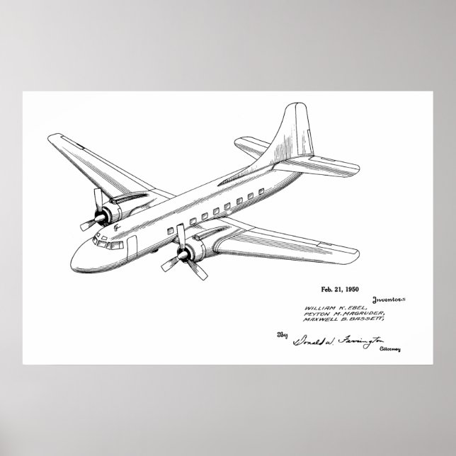Impression du dessin d'art sur les brevets d'avion (Devant)