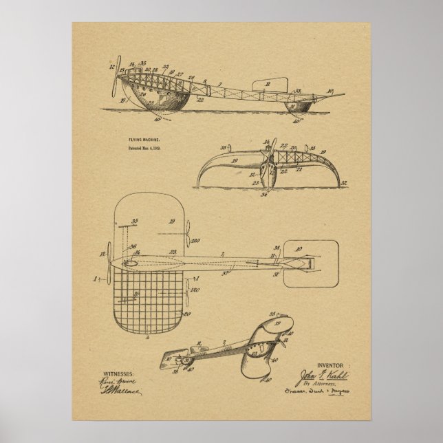 Impression du dessin de brevet d'hydravion à machi (Devant)