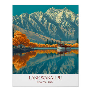 Impression du lac Wakatipu   Art mural de Nouvelle