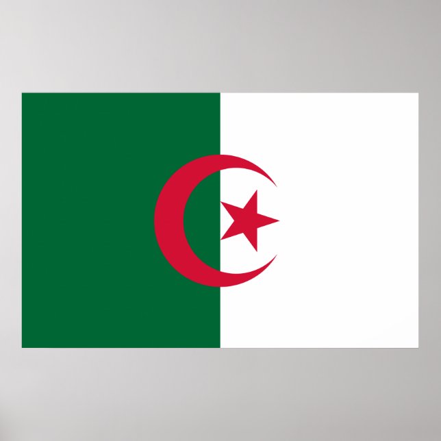 Impression encadrée avec Drapeau d'Algérie (Devant)