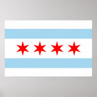 Impression encadrée avec Drapeau de Chicago, U.S.A