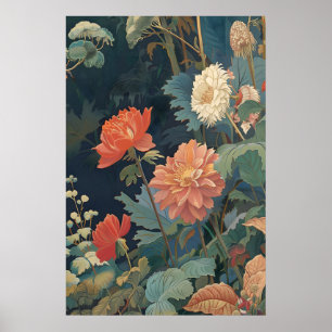 Impression florale de dahlia Art mural de jardin b