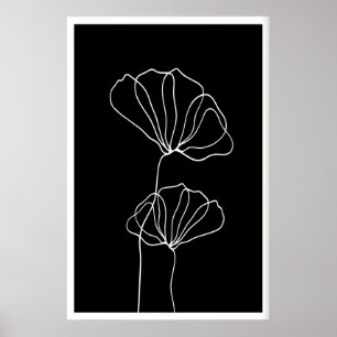 Impression Florale Ligne Minimaliste Fleurs Blanch