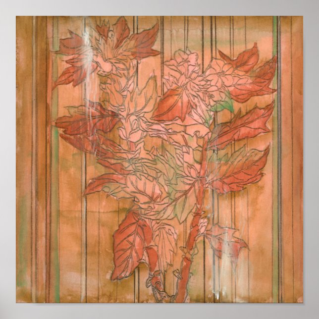 Impression florale orange moderne sur Arrière - pl (Devant)