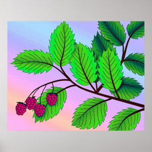 Impression "Framboises sur une succursale" avec bo