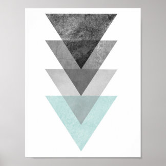 Impression géométrique triangulaire turquoise et g
