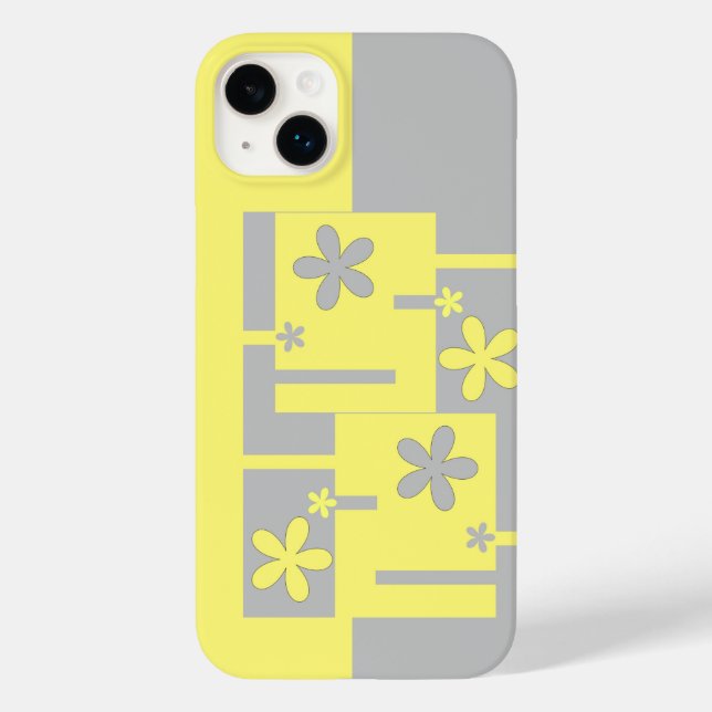 impression gris et jaune, coque iphone Coque-mat (Verso)