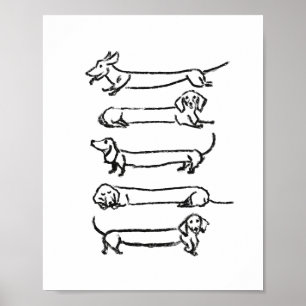 Impression minimaliste d'une esquisse Dachshund