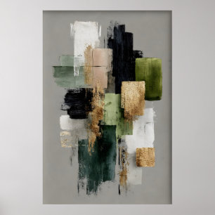 Impression minimaliste verte sauge abstraite, Art 