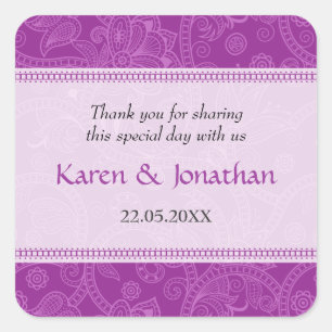 Impression Paisley dans un Sticker Mariage Violet