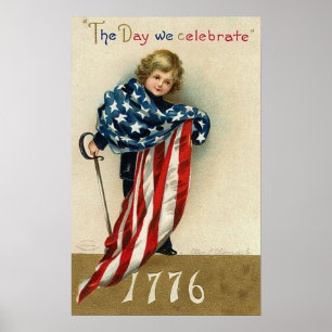 Impression patriotique vintage du 4 juillet