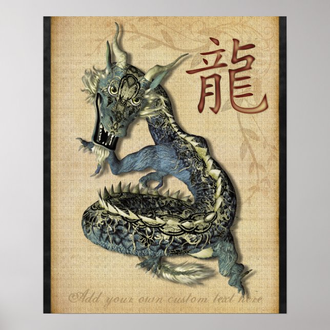 Impression personnalisée Dragon bleu chinois (Devant)