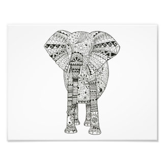 Impression Photo 11 x 8,5 Art Eléphant Illustré À Main Unique