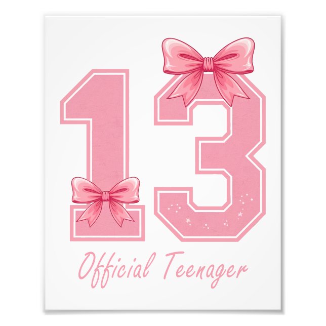 Impression Photo 13 ans Coquette rose Bow Officielle Adolescent 13 (Devant)