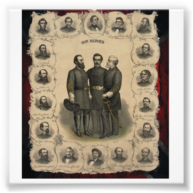 Impression Photo 🎖️ ⚔️ 1860 Héros de guerre civile USA Sud (Devant)