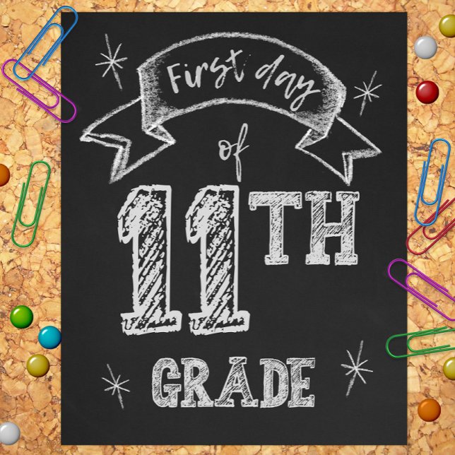 Impression Photo 1er jour de 11e année, 1er jour d'école, Junior (Créateur téléchargé)