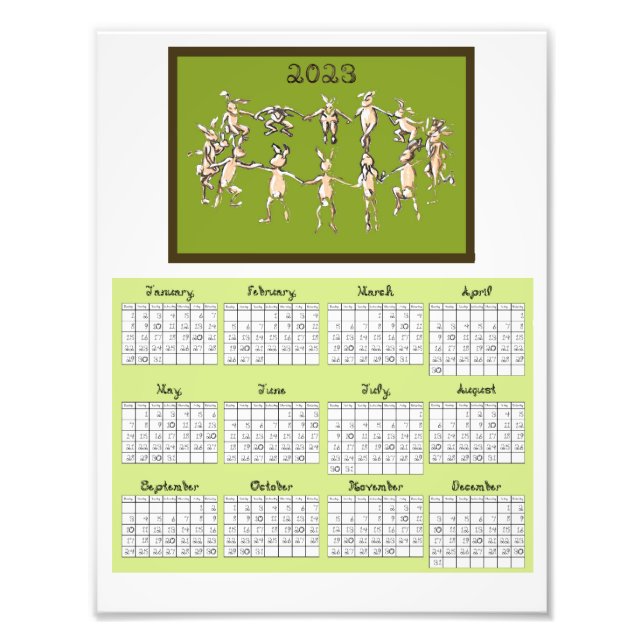 Impression Photo 2023 Calendrier Fabric Font Rabbits Danser (Devant)
