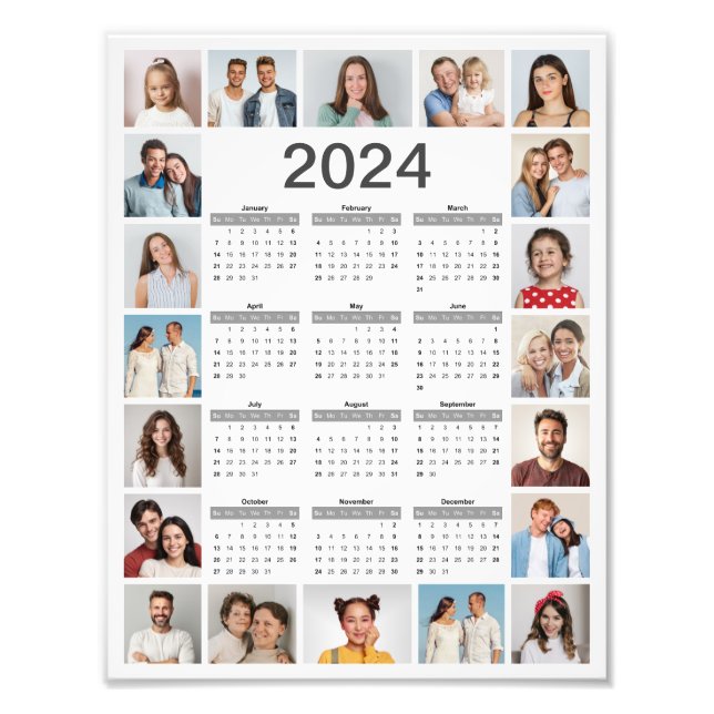 Impression Photo 20 Collage de photos 2024 Calendrier Élargissement (Devant)