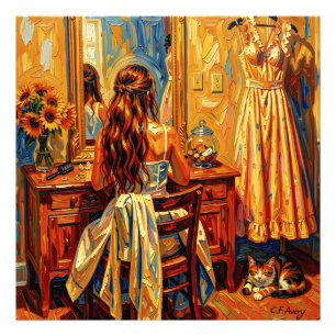 Impression Photo 27,03" x 27,03" Jeune Fille Fantastique