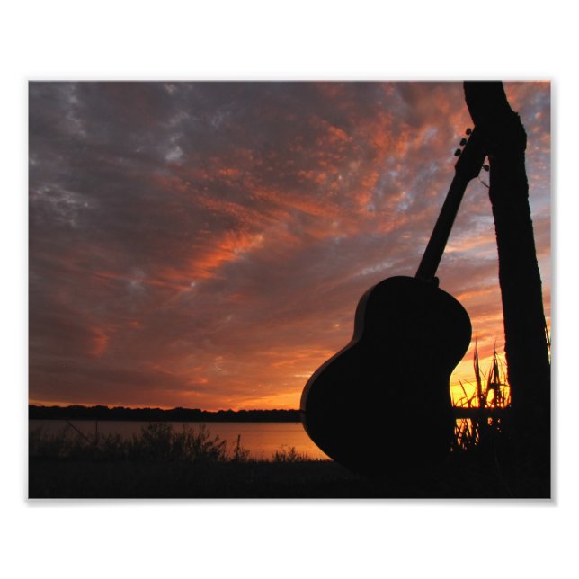 Impression Photo 8x10 Guitare Sunset Silhouette (Devant)
