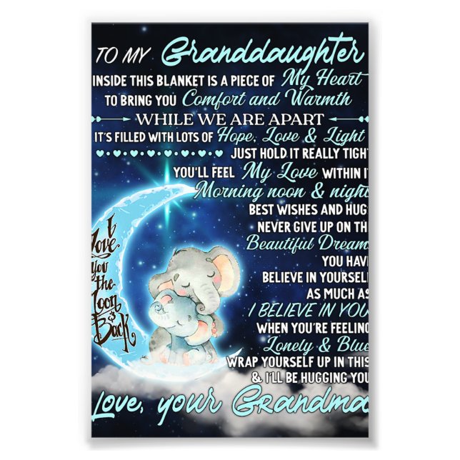 Impression Photo À ma petite-fille Elephant Idée cadeau d'anniversa (Devant)