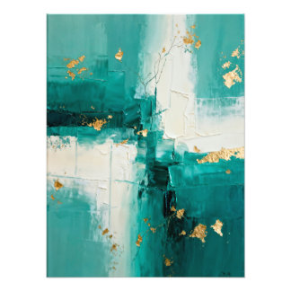 Impression Photo Abstract Teal and Gold Painting