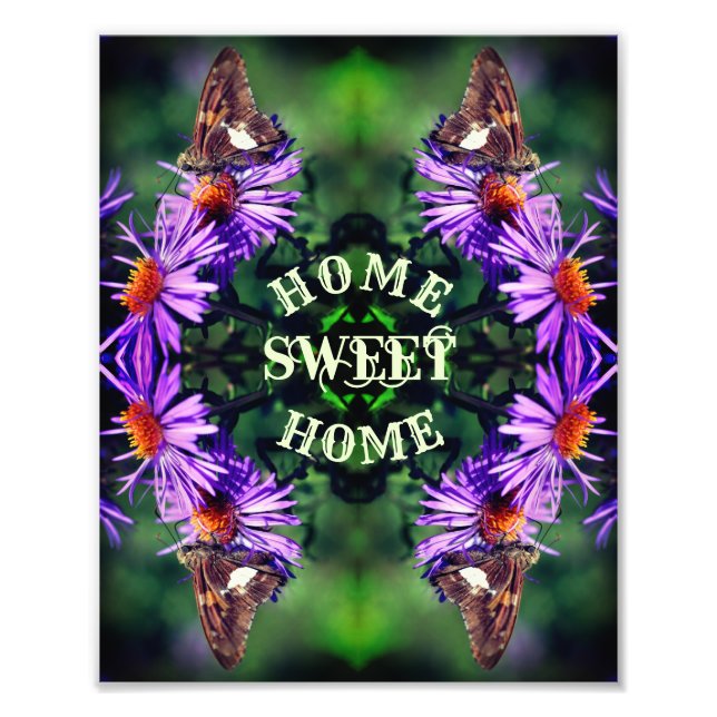 Impression Photo Accueil Sweet Home Papillon Fleur Abstraite (Devant)
