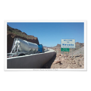 Impression Photo "Accueil vers le Nevada," signe d'état du Nevada