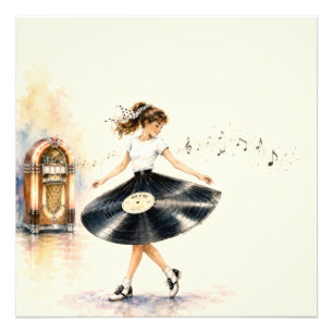 Impression Photo Adolescente Rétro Danse sur la Jukebox
