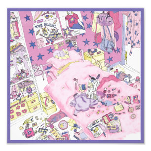 Impression Photo Adolescentes Drôles Filles Chambre Désordonnée Ros