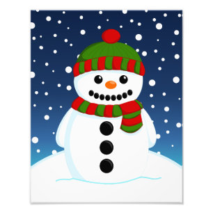 Impression Photo Adorable bonhomme de neige de Noël