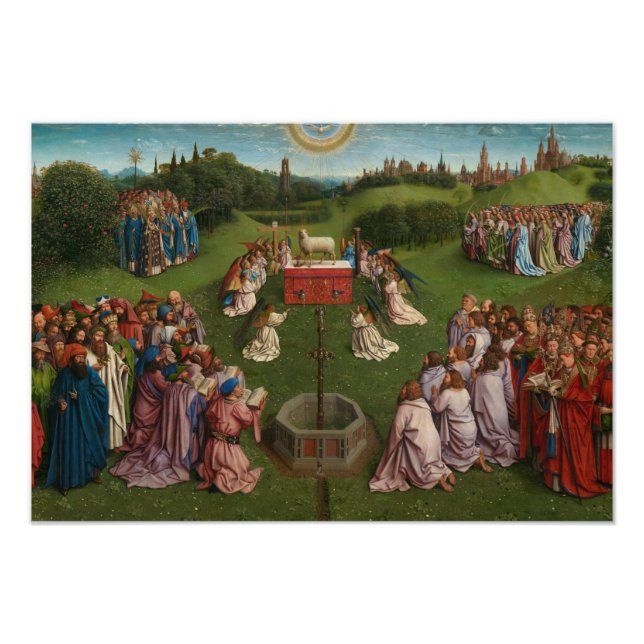 Impression Photo Adoration de l'agneau mystique, le retable de Gand (Devant)