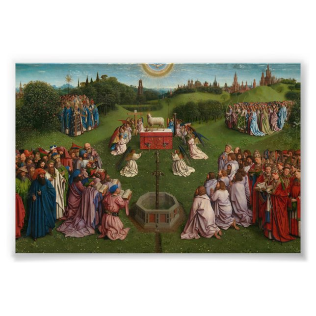 Impression Photo Adoration de l'agneau mystique, le retable de Gand (Devant)