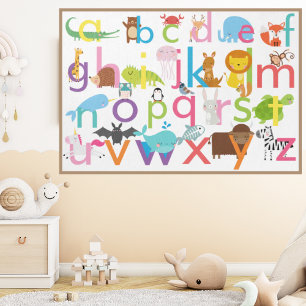 Impression Photo Affiche adorable de l'alphabet animal