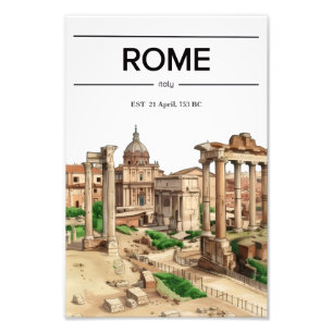 Impression Photo Affiche aquarelle du Forum Romain de Rome