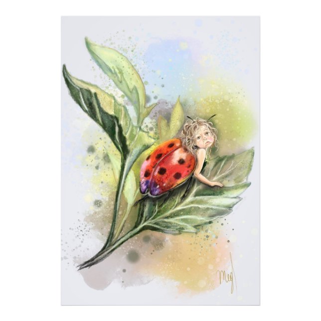 Impression Photo Affiche artistique de coccinelle mignonne (Devant)
