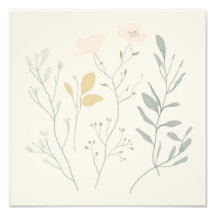 Affiche botanique douce – Floral pastel minimal